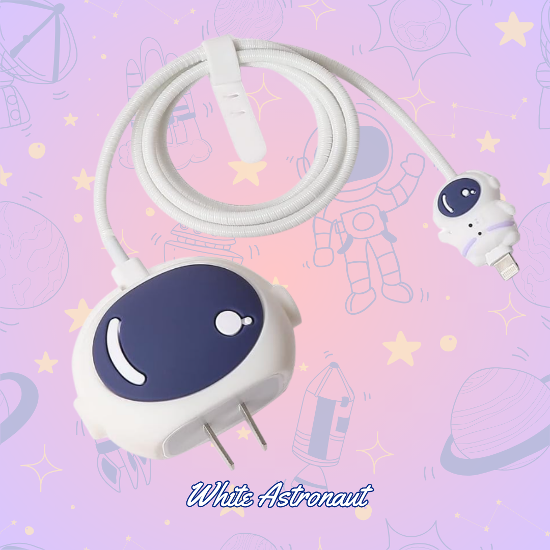 White Astronaut 18W/20W iPhone Charger Cover – Playful Protection with Cute Design
