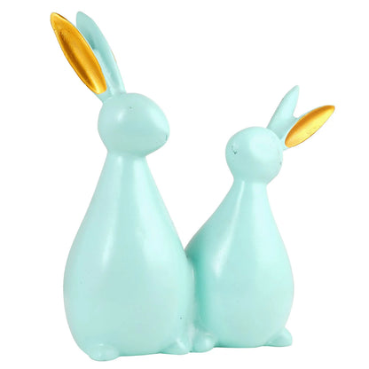 Rabbit Cute Pair Statue for Home Decor Showpiece | Kids Room Decorative Showpiece (Black)