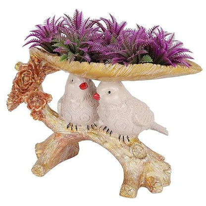 Handcrafted Resin Bird Couple Showpiece for Home & Garden Décor – by FunkiIndia