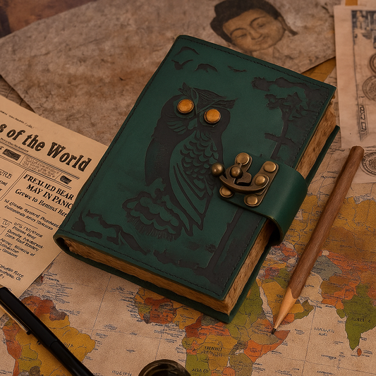Green Owl Leather Journal