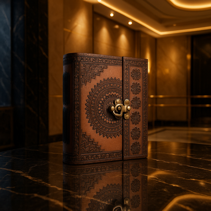 Mandala Design Vintage Leather Diary with Lock