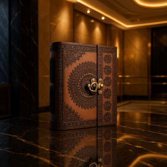 Mandala Design Vintage Leather Diary with Lock
