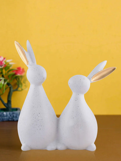 Rabbit Cute Pair Statue for Home Decor Showpiece | Kids Room Decorative Showpiece (Black)
