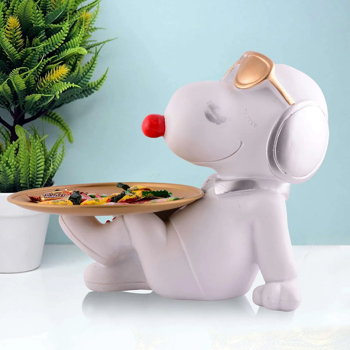Decorative Black Resin Dog Showpiece for Home Decor, Living Room, Table Decoration for Gifting 8 Inches