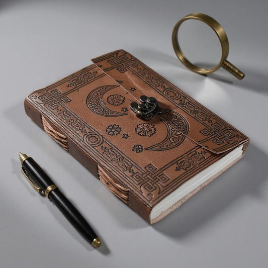 Celestial Moon & Star Leather Journal