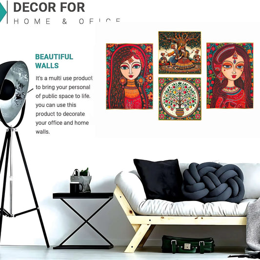  Elegant Golden Framed Wall Art Set 4