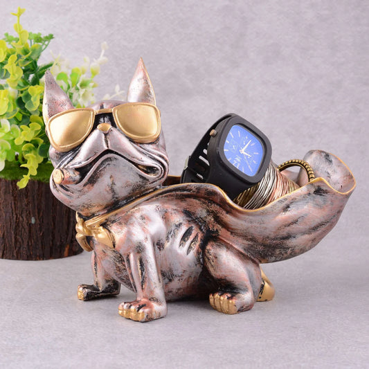 Cool Dog Showpiece with Plate – Decorative Tabletop Accent for Home & Office