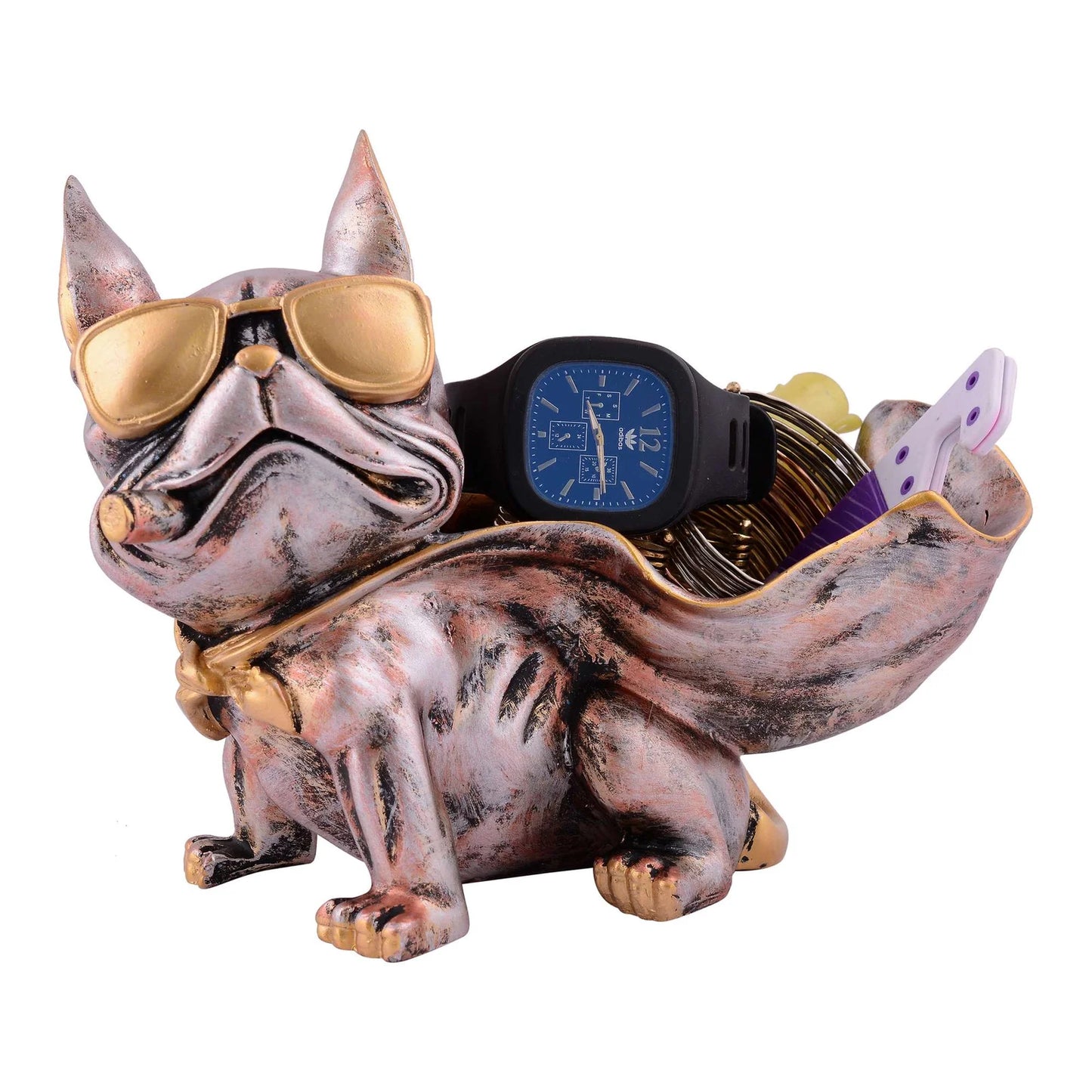 Cool Dog Showpiece with Plate – Decorative Tabletop Accent for Home & Office