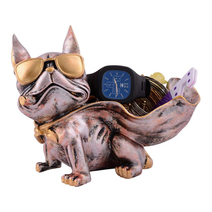 Cool Dog Showpiece with Plate – Decorative Tabletop Accent for Home & Office