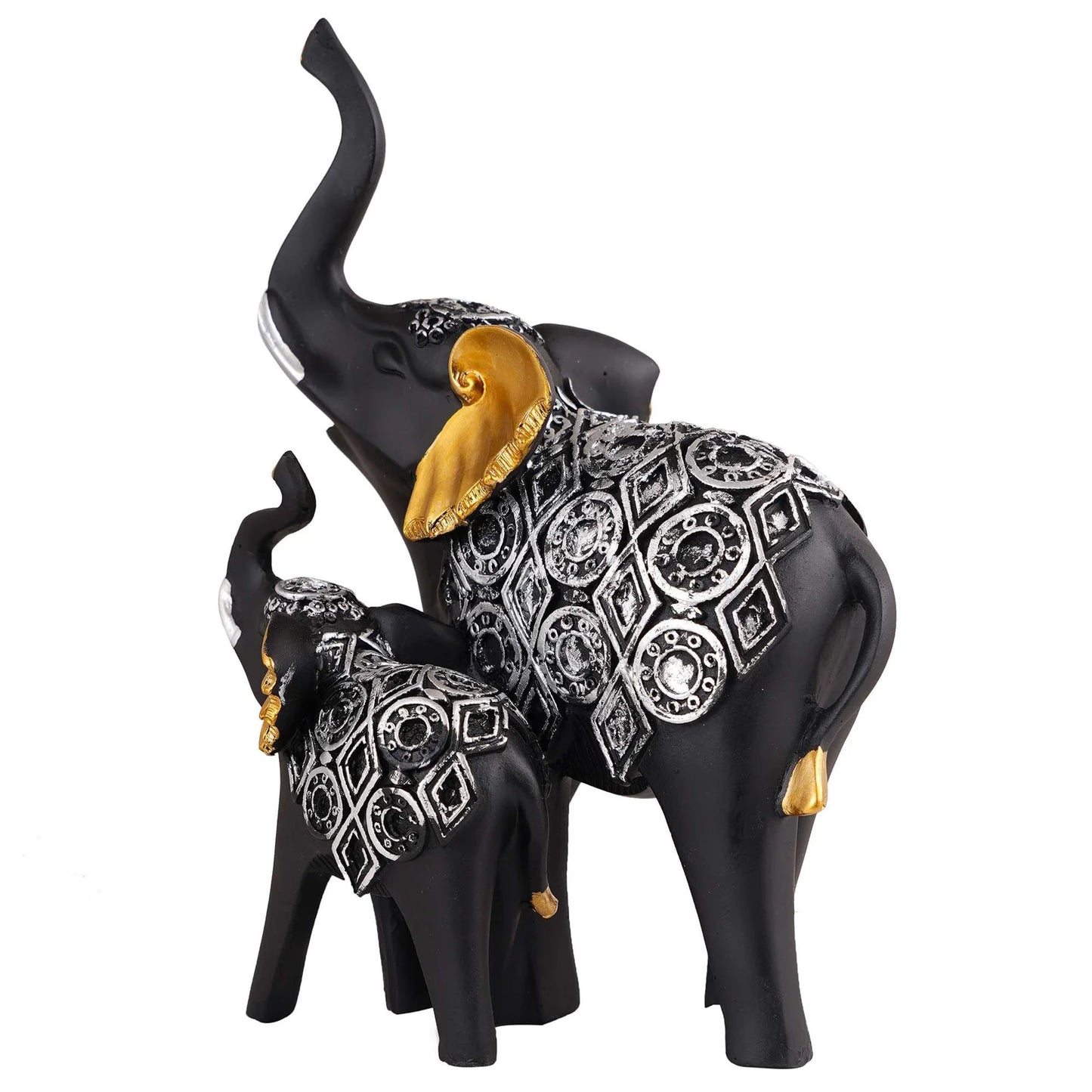 Black & Golden Elephant Showpiece Set of 2 – Home Decor by funkiindia