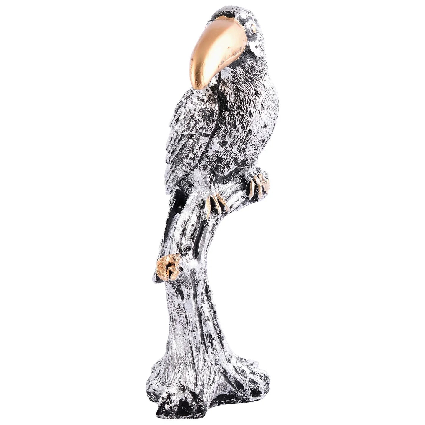 Decorative Silver Resin Parrot Showpiece for Home Decor