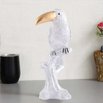 Decorative Silver Resin Parrot Showpiece for Home Decor