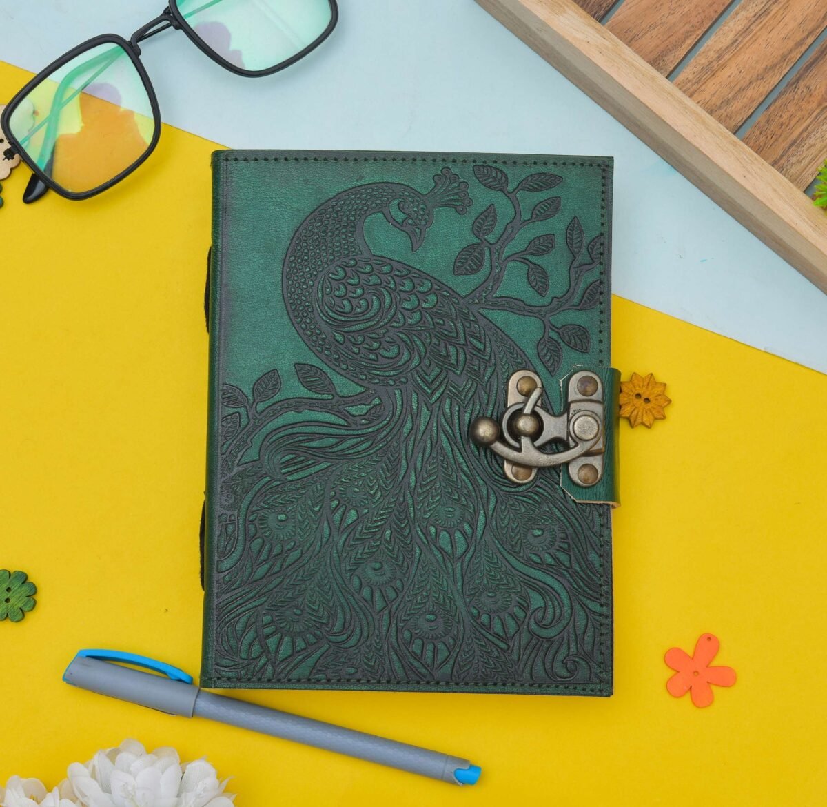 Peacock Leather Journal