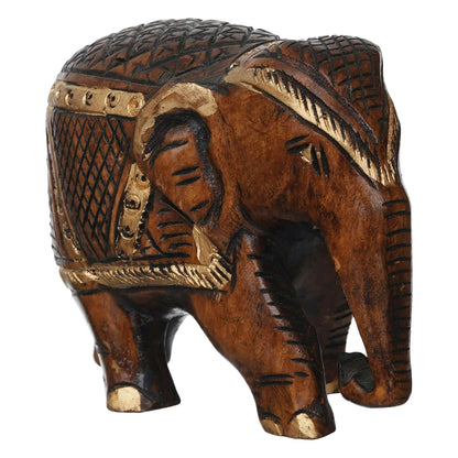 Handmade Rajasthani Tribal Wooden Elephant Showpiece – Brown Antique Finish