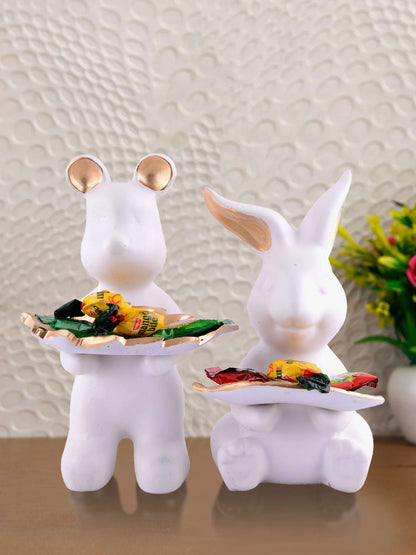Set of 2 Rabbits in Black Decorative Showpiece for Home Decor Showpiece | Office Decorative Item – 13 cm