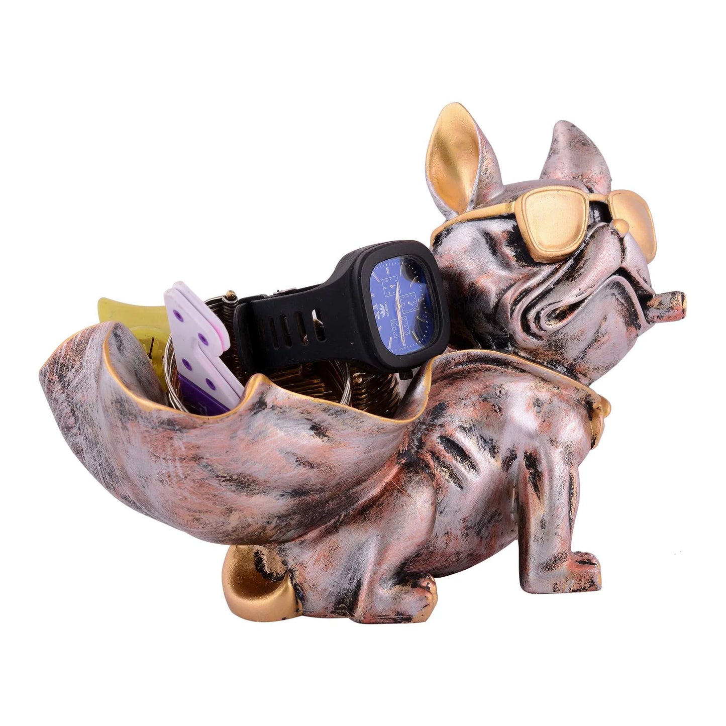 Cool Dog Showpiece with Plate – Decorative Tabletop Accent for Home & Office