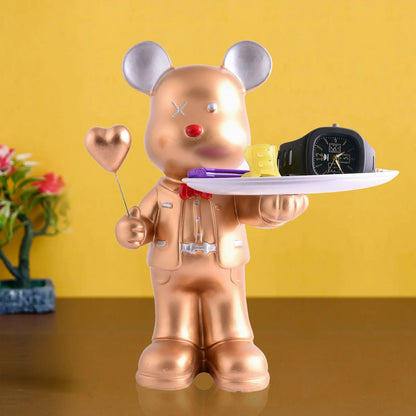 Cute Teddy Bear Showpiece with Platter – Home & Office Décor
