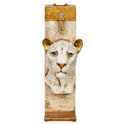 Decorative wall hook with a leopard head design on a white background